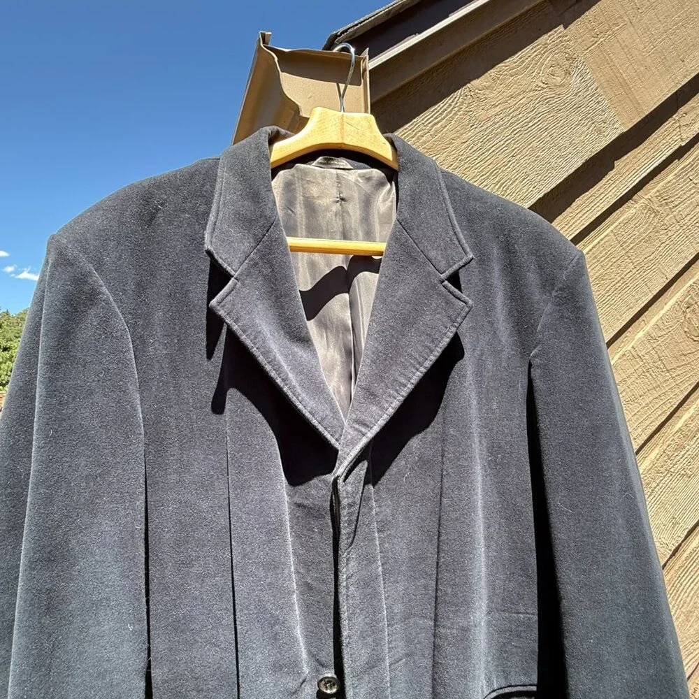 Vintage Banana Republic Men's Navy Button-Down Chestfield Coat